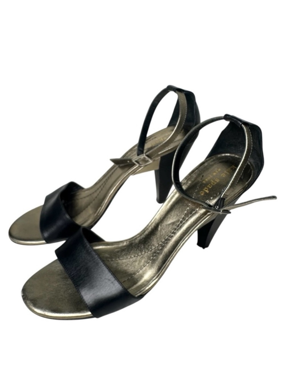 Kate Spade Classic Black and Gold Strappy Heels Size 8